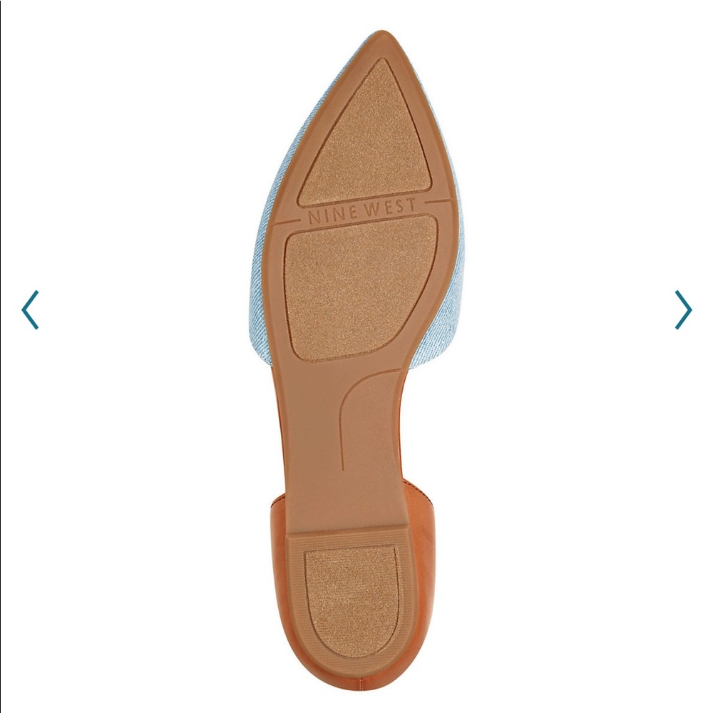 NWT 7 pointed toe slip on brown and denim D’orsay flat Nine West - Picture 11 of 12